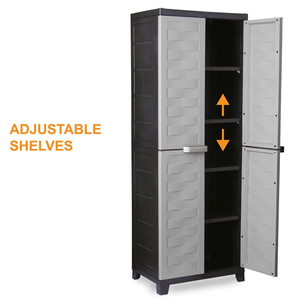 RAM Quality Products PREMIUM 4 Shelf Lockable Storage Utility Cabinet, Gray-Furniture | Cabinets & Storage | Storage Cabinets & Lockers-Grease Monkey Garage