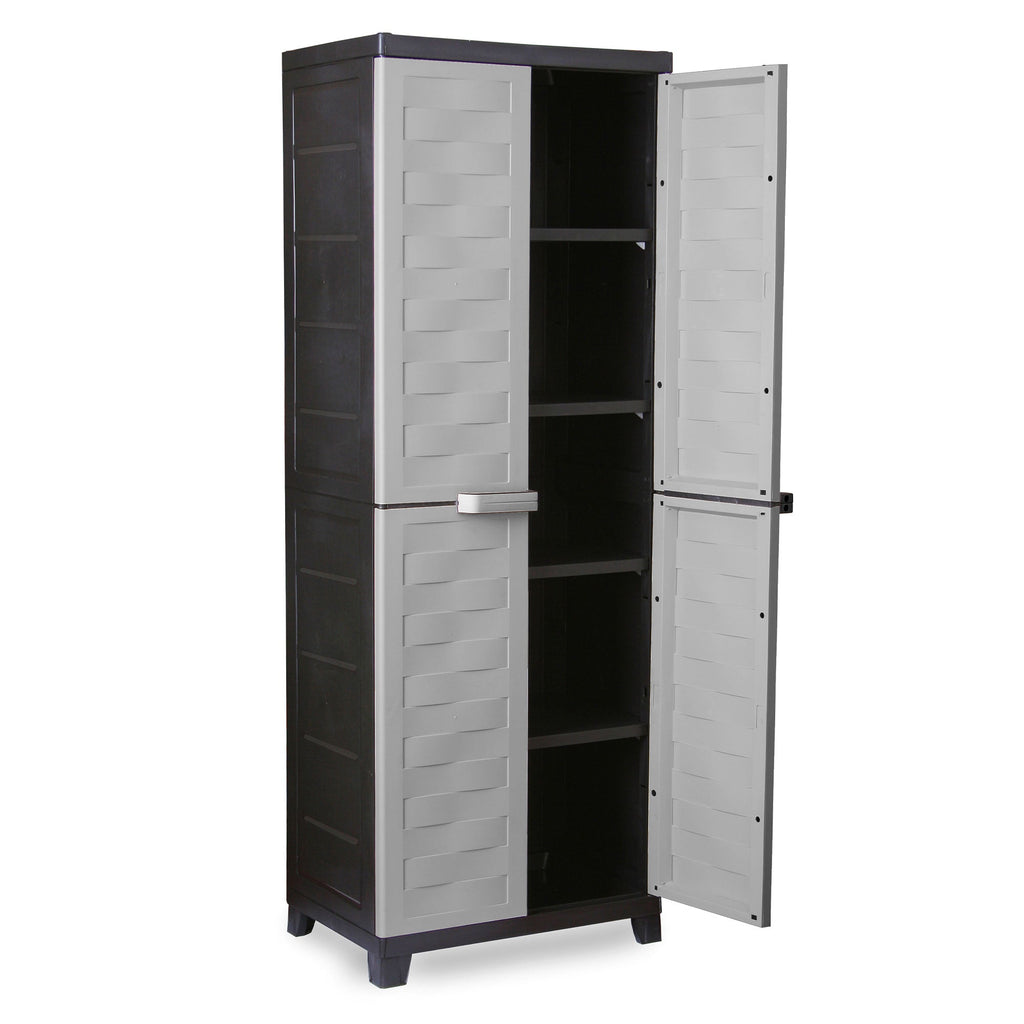 RAM Quality Products PREMIUM 4 Shelf Lockable Storage Utility Cabinet, Gray-Furniture | Cabinets & Storage | Storage Cabinets & Lockers-Grease Monkey Garage