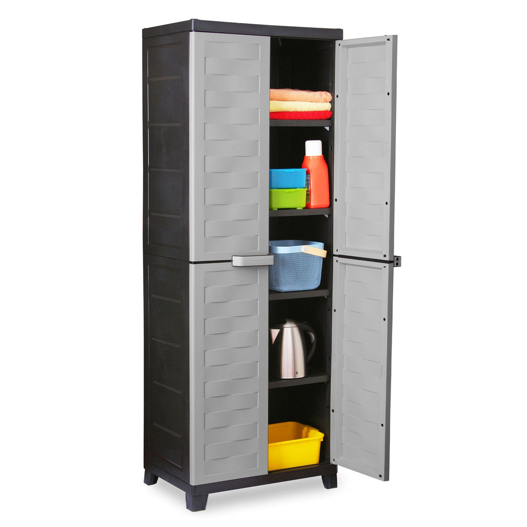 RAM Quality Products PREMIUM 4 Shelf Lockable Storage Utility Cabinet, Gray-Furniture | Cabinets & Storage | Storage Cabinets & Lockers-Grease Monkey Garage