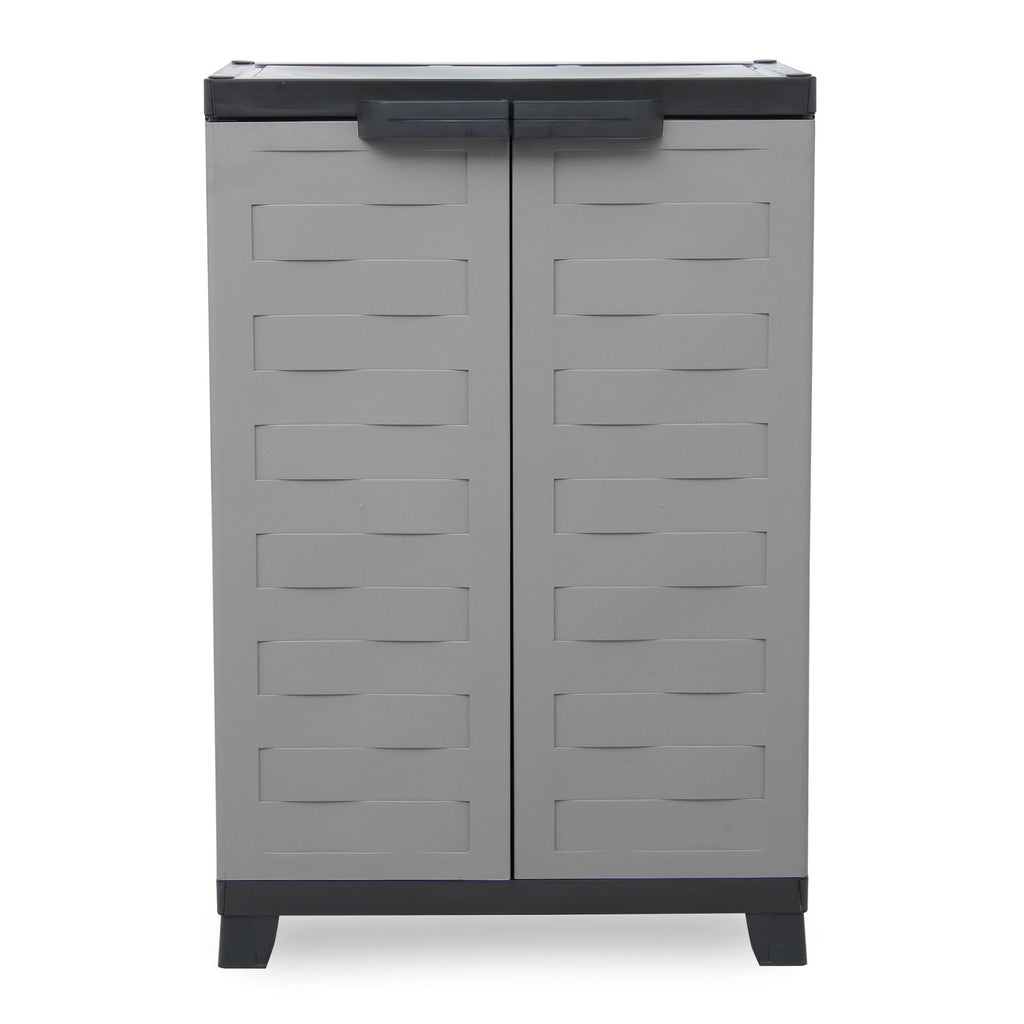 RAM Quality Products PREMIUM Utility 2 Shelf Lockable Storage Cabinet, Gray-Furniture | Cabinets & Storage | Storage Cabinets & Lockers-Grease Monkey Garage