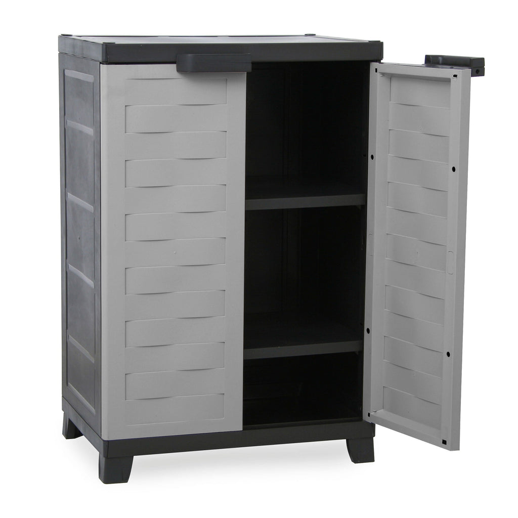 RAM Quality Products PREMIUM Utility 2 Shelf Lockable Storage Cabinet, Gray-Furniture | Cabinets & Storage | Storage Cabinets & Lockers-Grease Monkey Garage