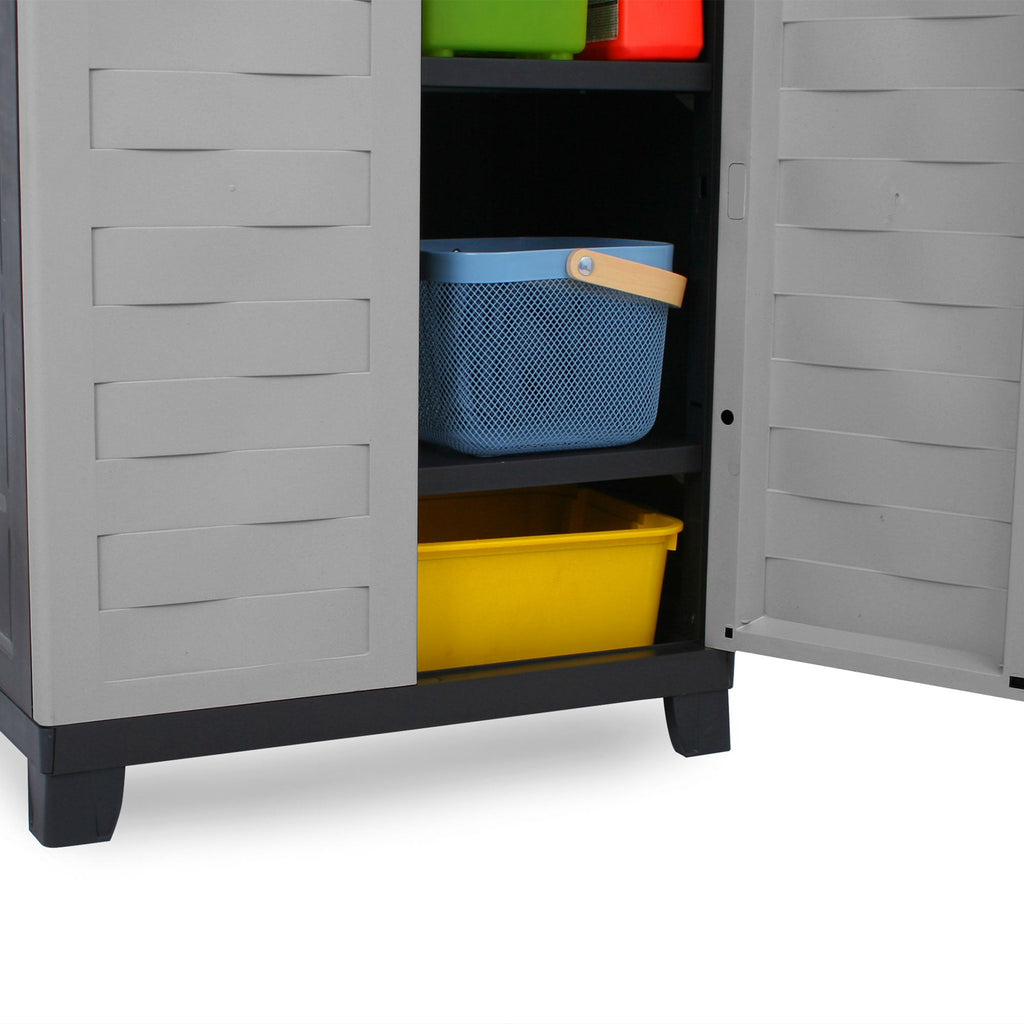 RAM Quality Products PREMIUM Utility 2 Shelf Lockable Storage Cabinet, Gray-Furniture | Cabinets & Storage | Storage Cabinets & Lockers-Grease Monkey Garage