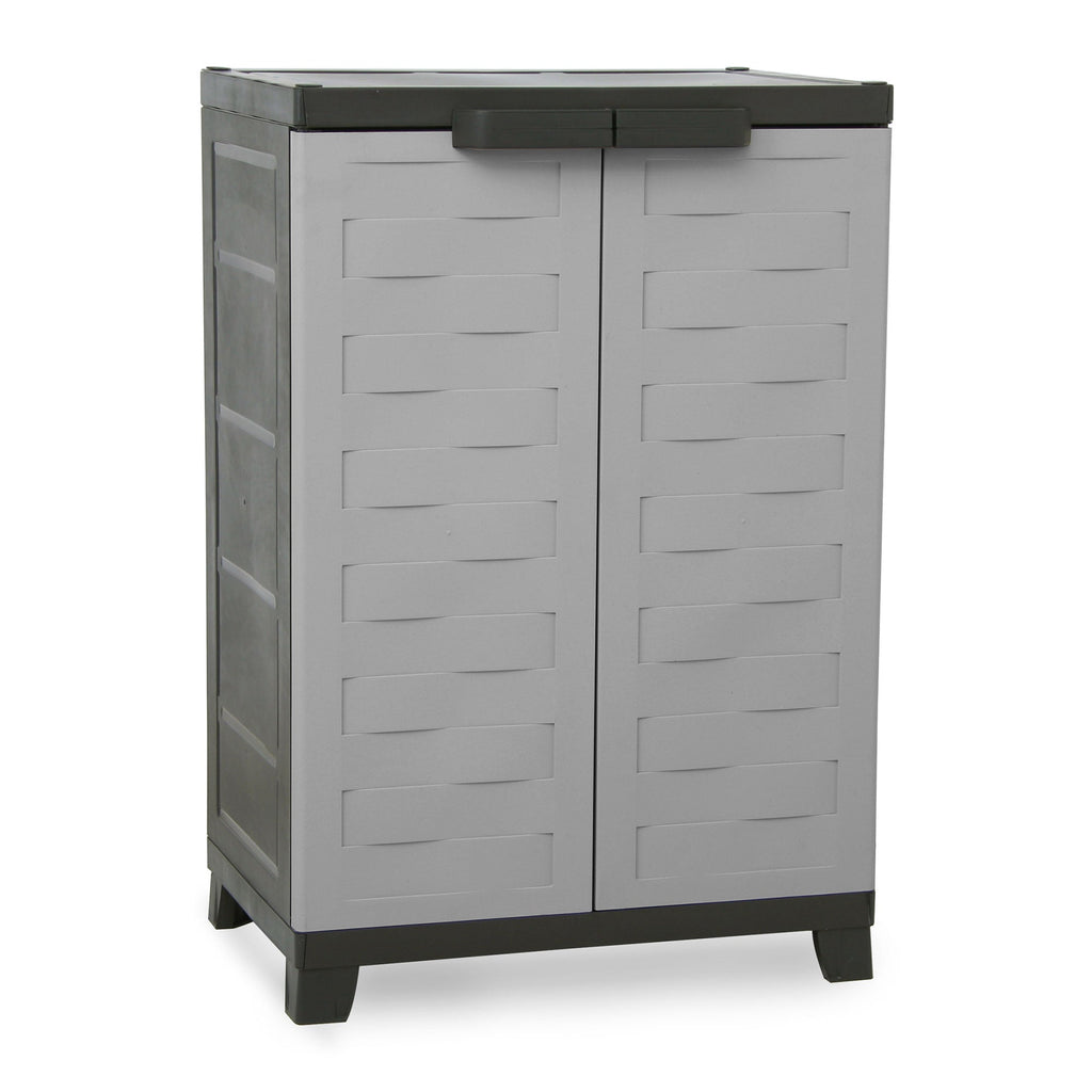 RAM Quality Products PREMIUM Utility 2 Shelf Lockable Storage Cabinet, Gray-Furniture | Cabinets & Storage | Storage Cabinets & Lockers-Grease Monkey Garage