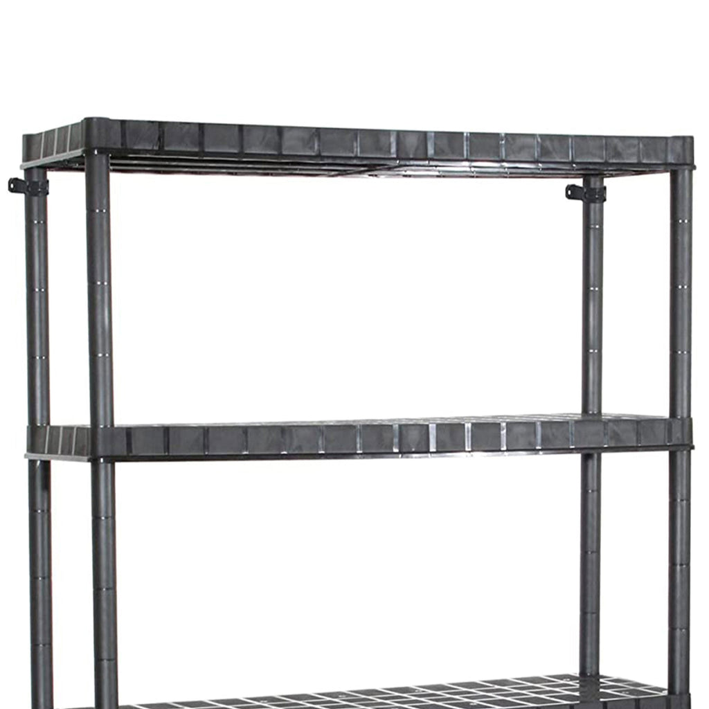 Ram Quality Products Optimo 16 inch 5 Tier Plastic Storage Shelves, Black-Furniture | Shelving | Bookcases & Standing Shelves-Grease Monkey Garage