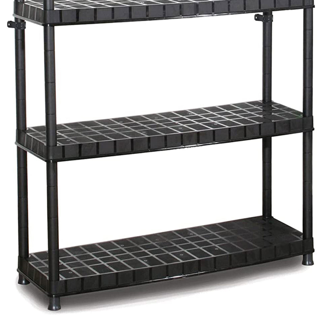 Ram Quality Products Optimo 16 inch 5 Tier Plastic Storage Shelves, Black-Furniture | Shelving | Bookcases & Standing Shelves-Grease Monkey Garage