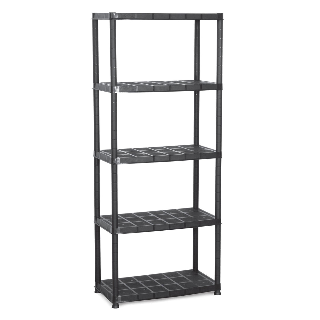 Ram Quality Products Platin 15 inch 5 Tier Plastic Storage Shelves, Black-Furniture | Shelving | Bookcases & Standing Shelves-Grease Monkey Garage