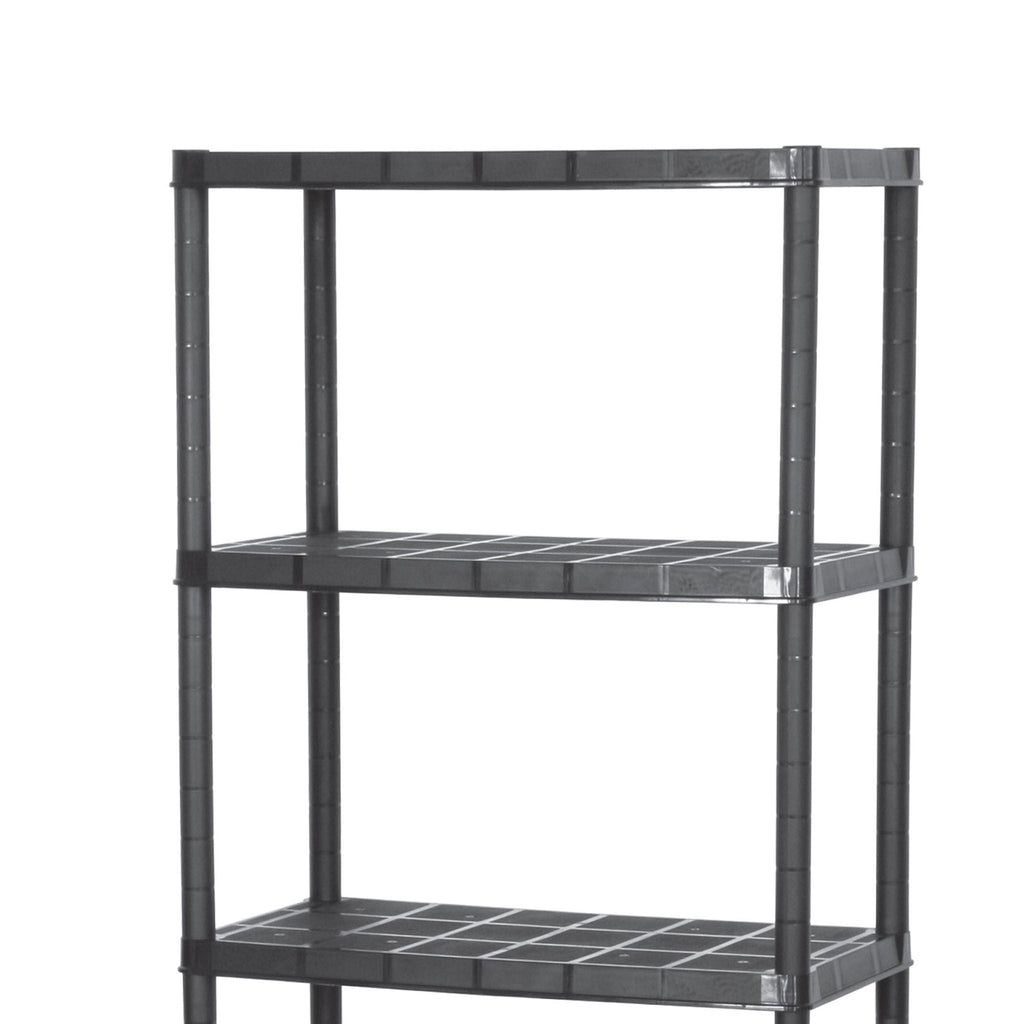 Ram Quality Products Platin 15 inch 5 Tier Plastic Storage Shelves, Black-Furniture | Shelving | Bookcases & Standing Shelves-Grease Monkey Garage