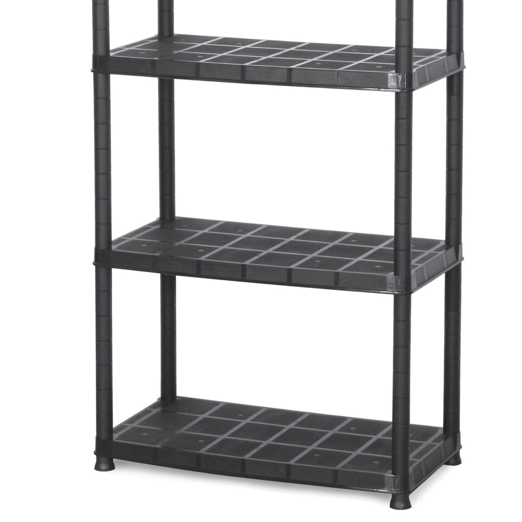 Ram Quality Products Platin 15 inch 5 Tier Plastic Storage Shelves, Black-Furniture | Shelving | Bookcases & Standing Shelves-Grease Monkey Garage