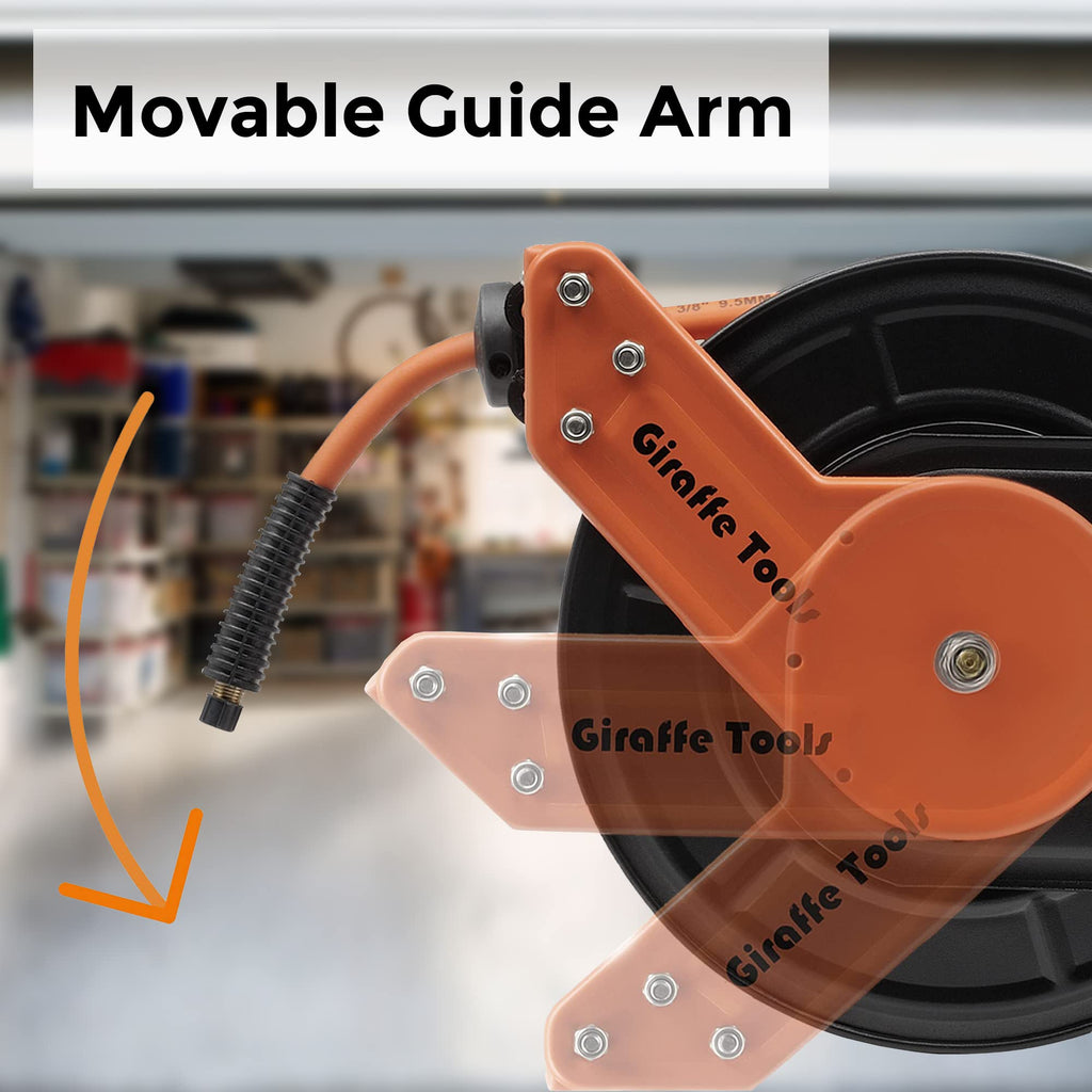 Retractable Air Hose Reel Plus-50ft-3/8in-Retractable Air Hose Reel-Grease Monkey Garage