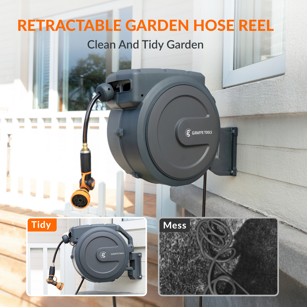 Retractable Garden Hose Reel-1/2in-78ft-Retractable Garden Hose Reel-Grease Monkey Garage