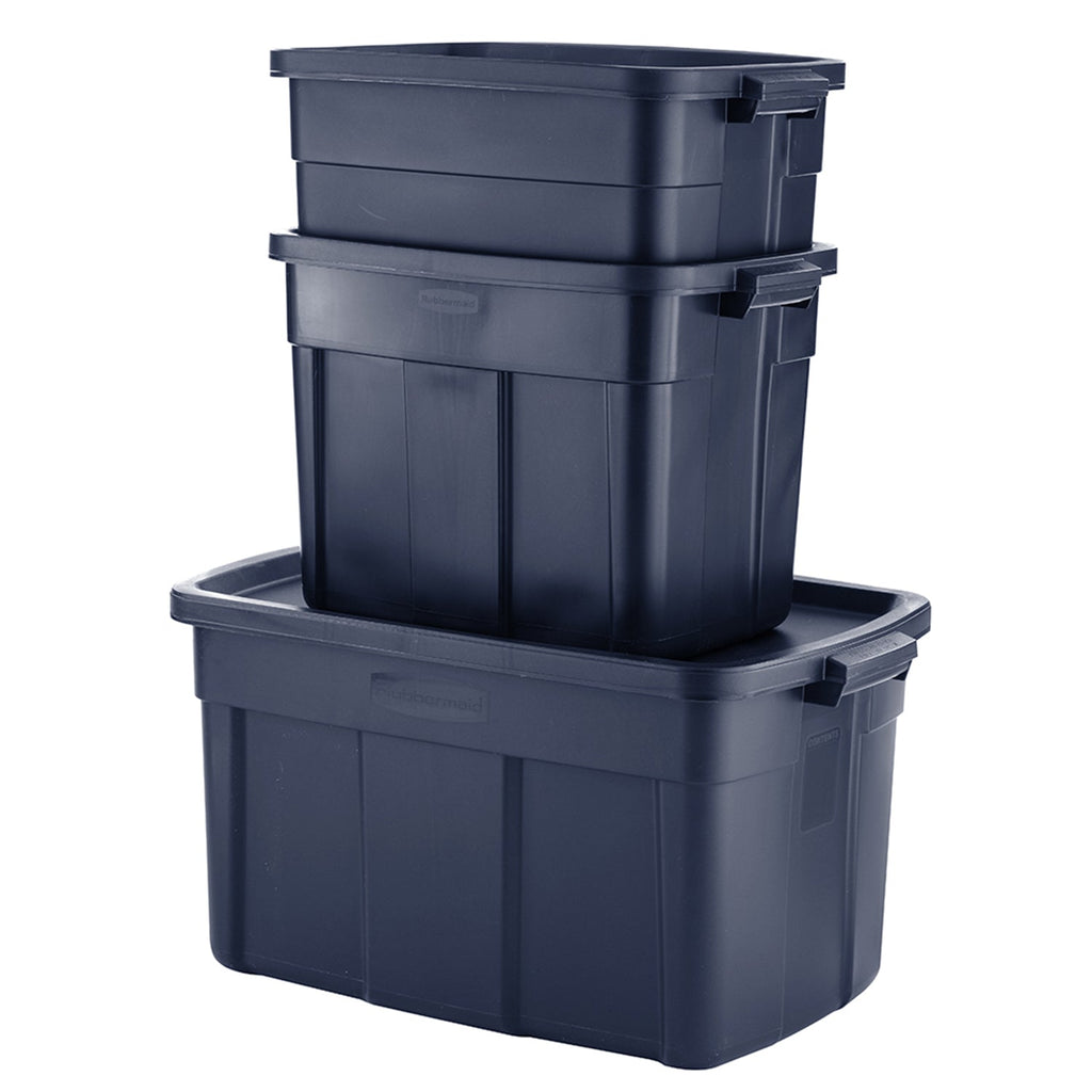 Rubbermaid 18 Gallon Stackable Storage Container, Dark Indigo Metallic (12 Pack)-*Home&Garden | Household Supplies | Storage & Organization | Household Storage Containers-Grease Monkey Garage