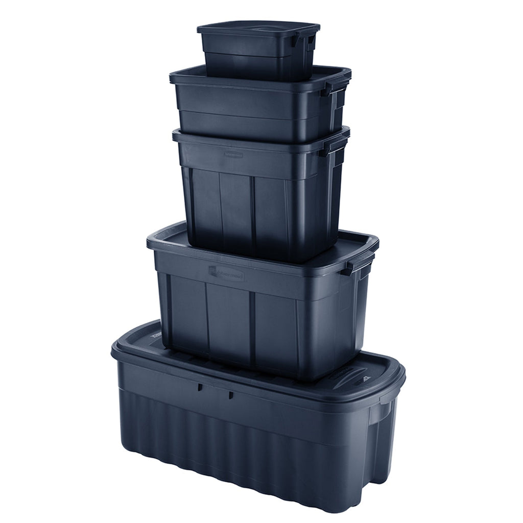 Rubbermaid 18 Gallon Stackable Storage Container, Dark Indigo Metallic (12 Pack)-*Home&Garden | Household Supplies | Storage & Organization | Household Storage Containers-Grease Monkey Garage