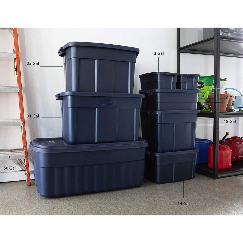 Rubbermaid 18 Gallon Stackable Storage Container, Dark Indigo Metallic (12 Pack)-*Home&Garden | Household Supplies | Storage & Organization | Household Storage Containers-Grease Monkey Garage