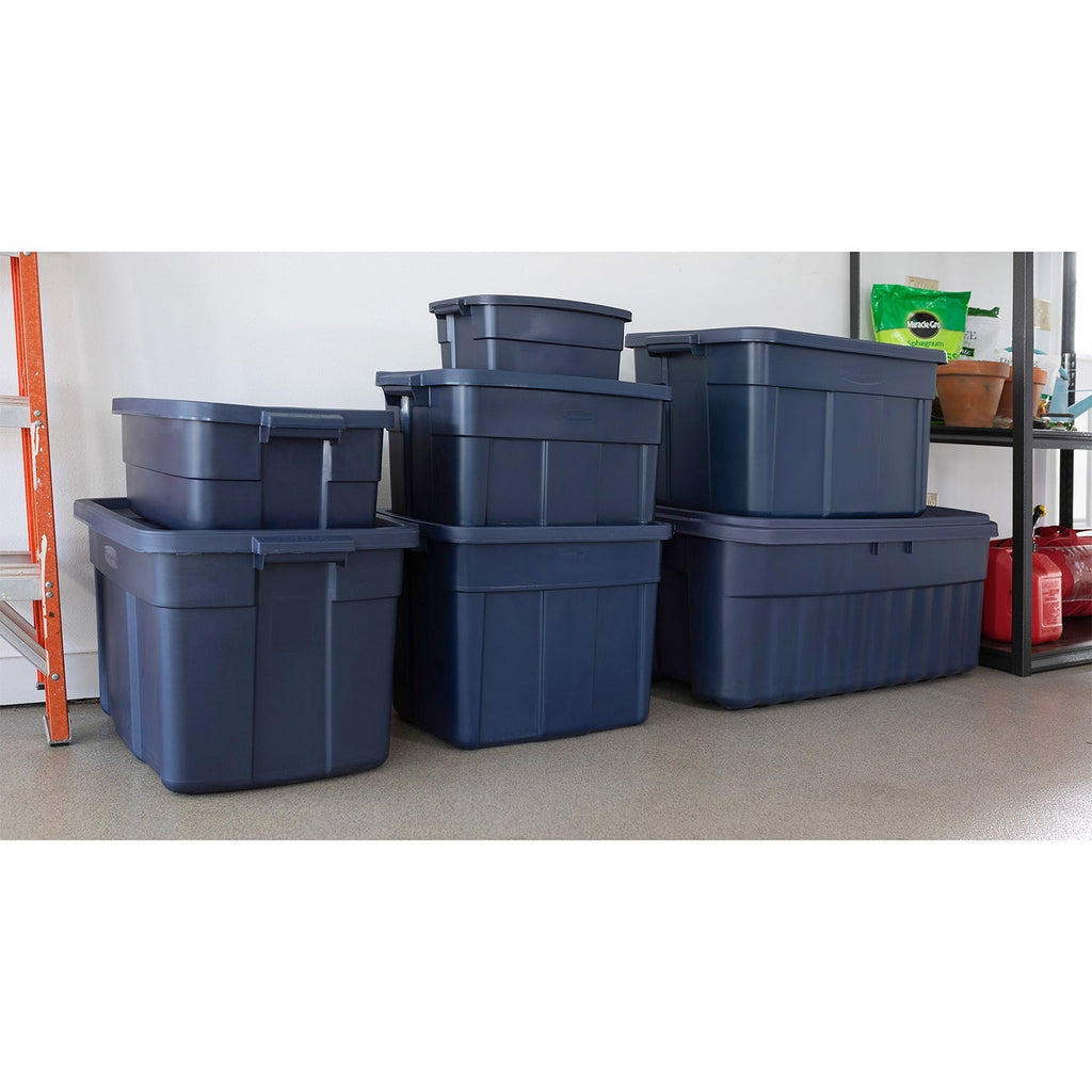 Rubbermaid 18 Gallon Stackable Storage Container, Dark Indigo Metallic (12 Pack)-*Home&Garden | Household Supplies | Storage & Organization | Household Storage Containers-Grease Monkey Garage