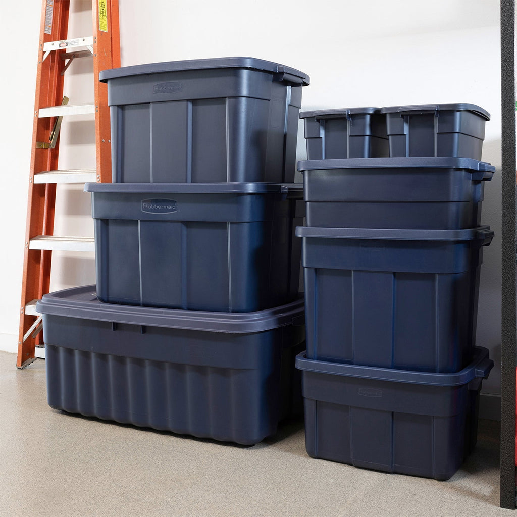 Rubbermaid 18 Gallon Stackable Storage Container, Dark Indigo Metallic (12 Pack)-*Home&Garden | Household Supplies | Storage & Organization | Household Storage Containers-Grease Monkey Garage