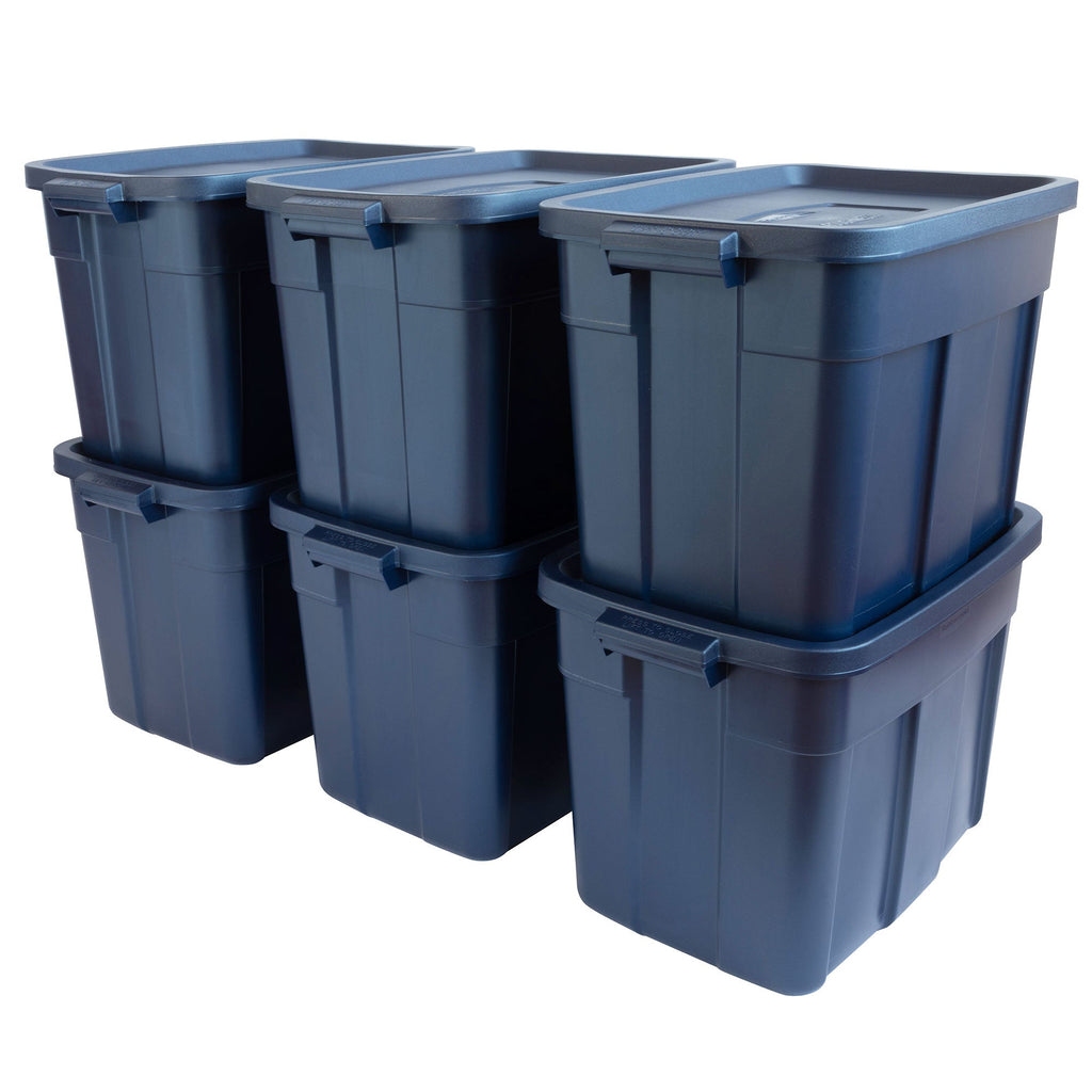 Rubbermaid 18 Gallon Stackable Storage Container, Dark Indigo Metallic (6 Pack)-*Home&Garden | Household Supplies | Storage & Organization | Household Storage Containers-Grease Monkey Garage