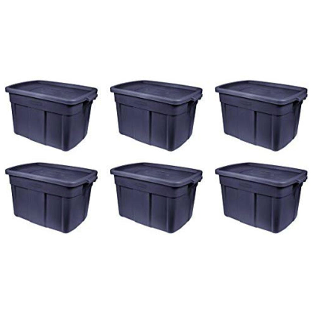 Rubbermaid 18 Gallon Stackable Storage Container, Dark Indigo Metallic (6 Pack)-*Home&Garden | Household Supplies | Storage & Organization | Household Storage Containers-Grease Monkey Garage