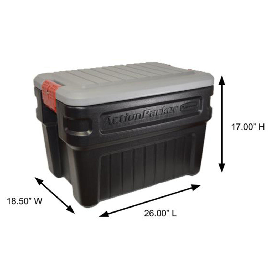 Rubbermaid 24 Gal Action Packer Lockable Latch Storage Container, Black (2 Pack)-*Home&Garden | Household Supplies | Storage & Organization | Household Storage Containers-Grease Monkey Garage