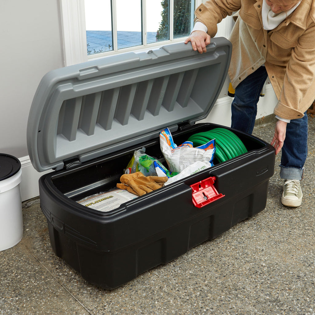 Rubbermaid 48 Gallon Black Action Packer Lockable Latch Storage Box Tote, Single-*Home&Garden | Household Supplies | Storage & Organization | Household Storage Containers-Grease Monkey Garage