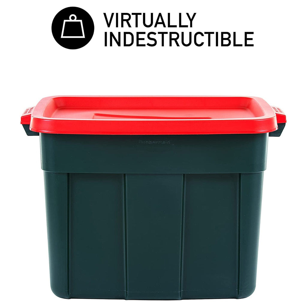 Rubbermaid Roughneck 18 Gal Plastic Holiday Storage Tote, Green and Red (6 Pack)-Home & Garden | Household Supplies | Storage & Organization | Household Storage Containers-Grease Monkey Garage