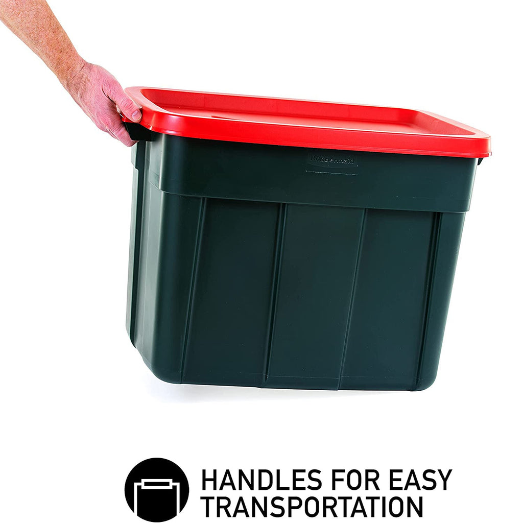 Rubbermaid Roughneck 18 Gal Plastic Holiday Storage Tote, Green and Red (6 Pack)-Home & Garden | Household Supplies | Storage & Organization | Household Storage Containers-Grease Monkey Garage