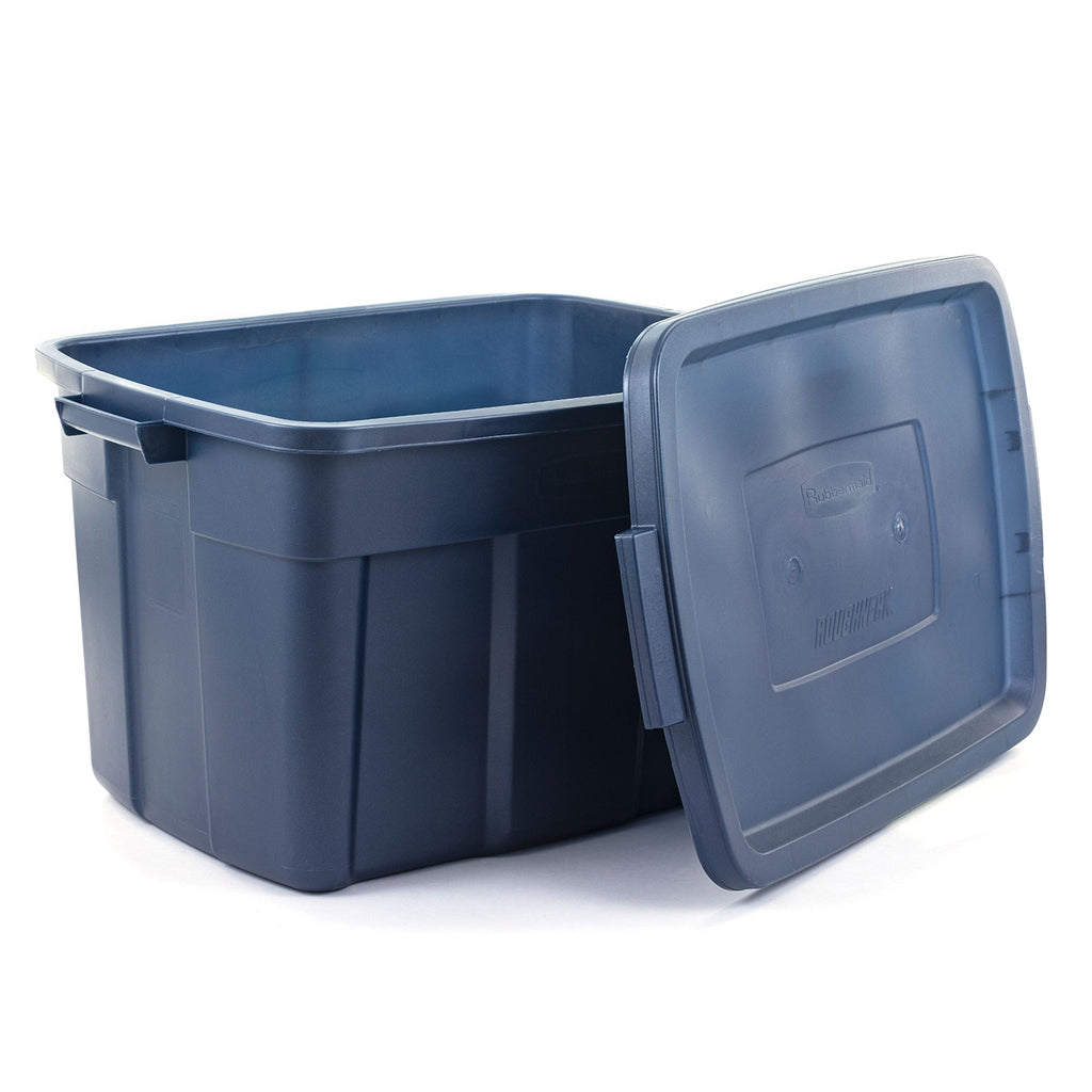 Rubbermaid Roughneck 25 Gallon Stackable Storage Container, Dark Indigo, 4 Pack-*Home&Garden | Household Supplies | Storage & Organization | Household Storage Containers-Grease Monkey Garage