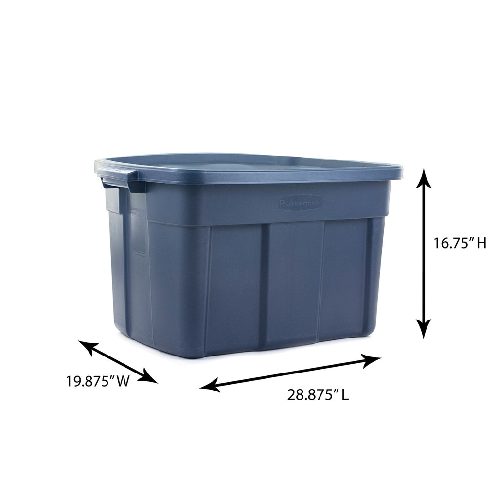 Rubbermaid Roughneck 25 Gallon Stackable Storage Container, Dark Indigo, 4 Pack-*Home&Garden | Household Supplies | Storage & Organization | Household Storage Containers-Grease Monkey Garage