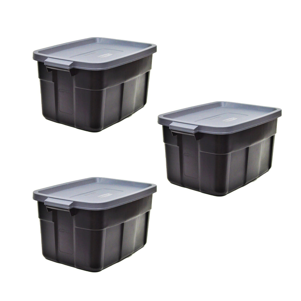 Rubbermaid Roughneck 31 Gallon Storage Container, Black/Cool Gray (3 Pack)-*Home&Garden | Household Supplies | Storage & Organization | Household Storage Containers-Grease Monkey Garage