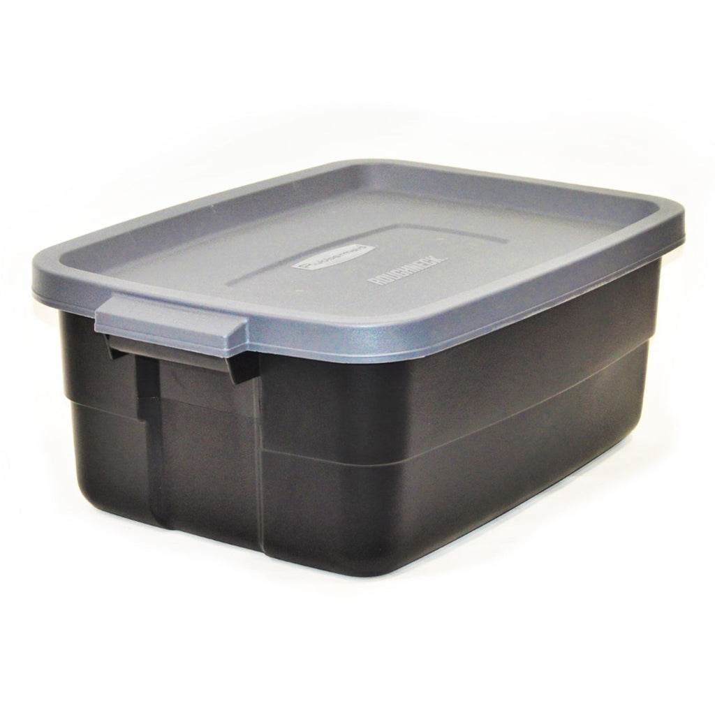 Rubbermaid Roughneck Tote 10 Gallon Storage Container, Black/Cool Gray (6 Pack)-Home & Garden | Household Supplies | Storage & Organization | Household Storage Containers-Grease Monkey Garage