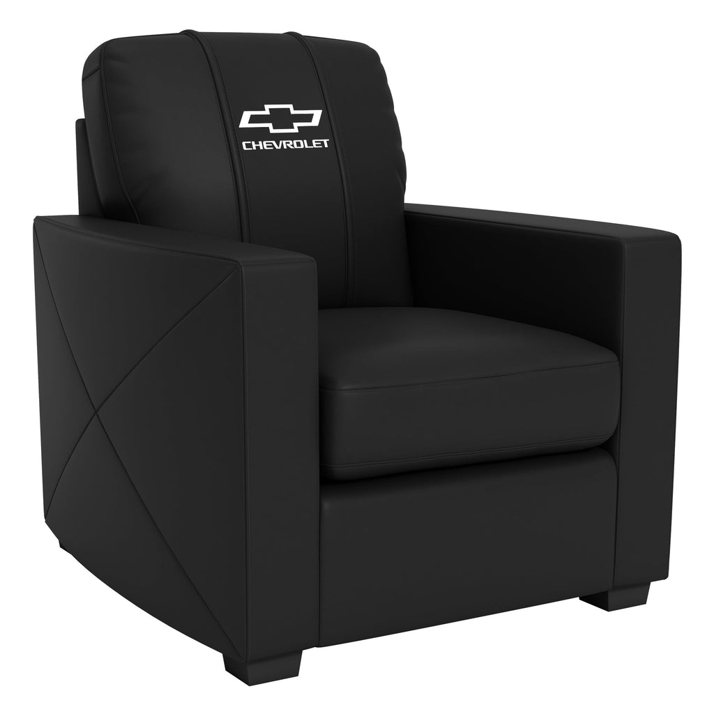 Silver Club Chair with Chevrolet Alternate Logo-General Motors-Grease Monkey Garage