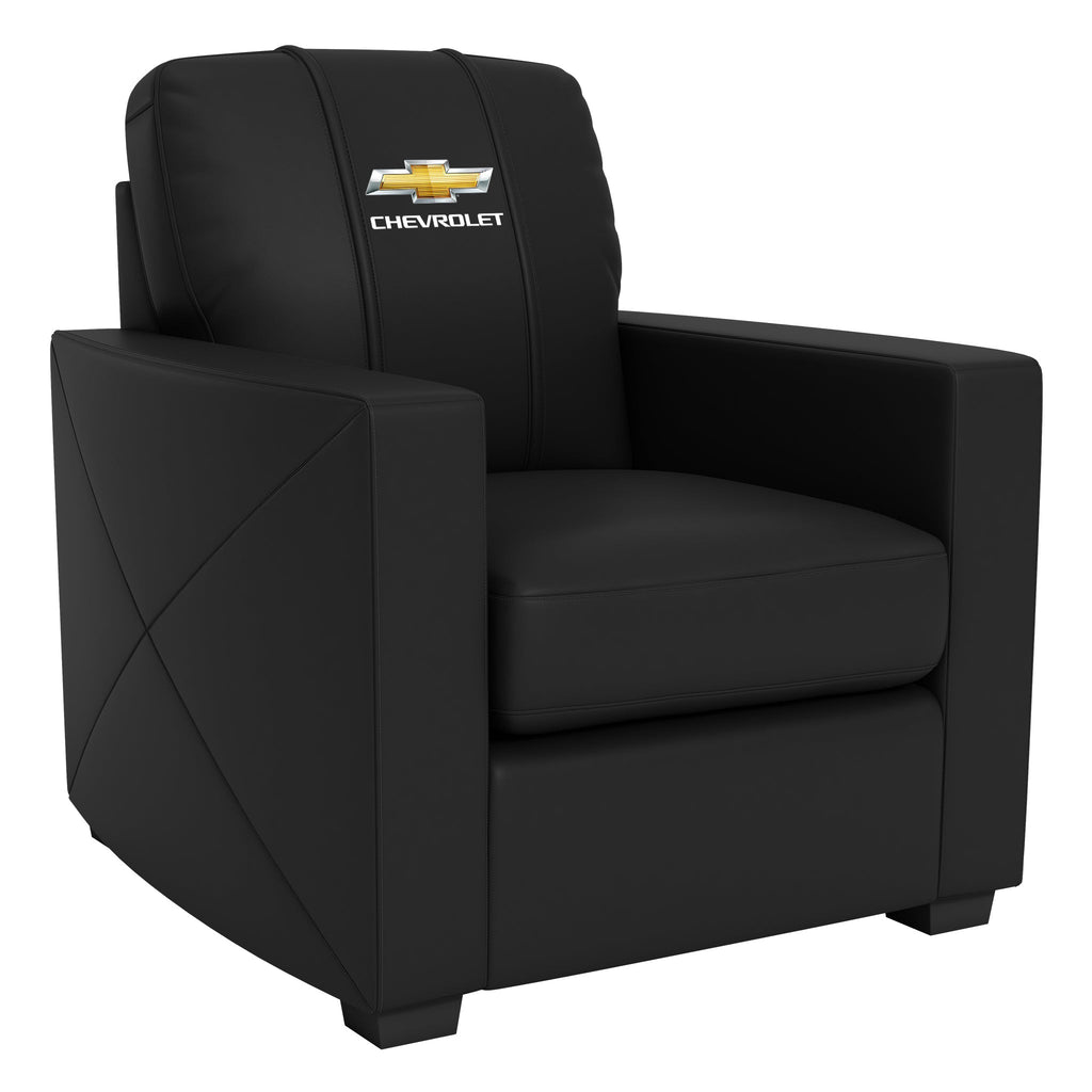 Silver Club Chair with Chevrolet Primary Logo-General Motors-Grease Monkey Garage