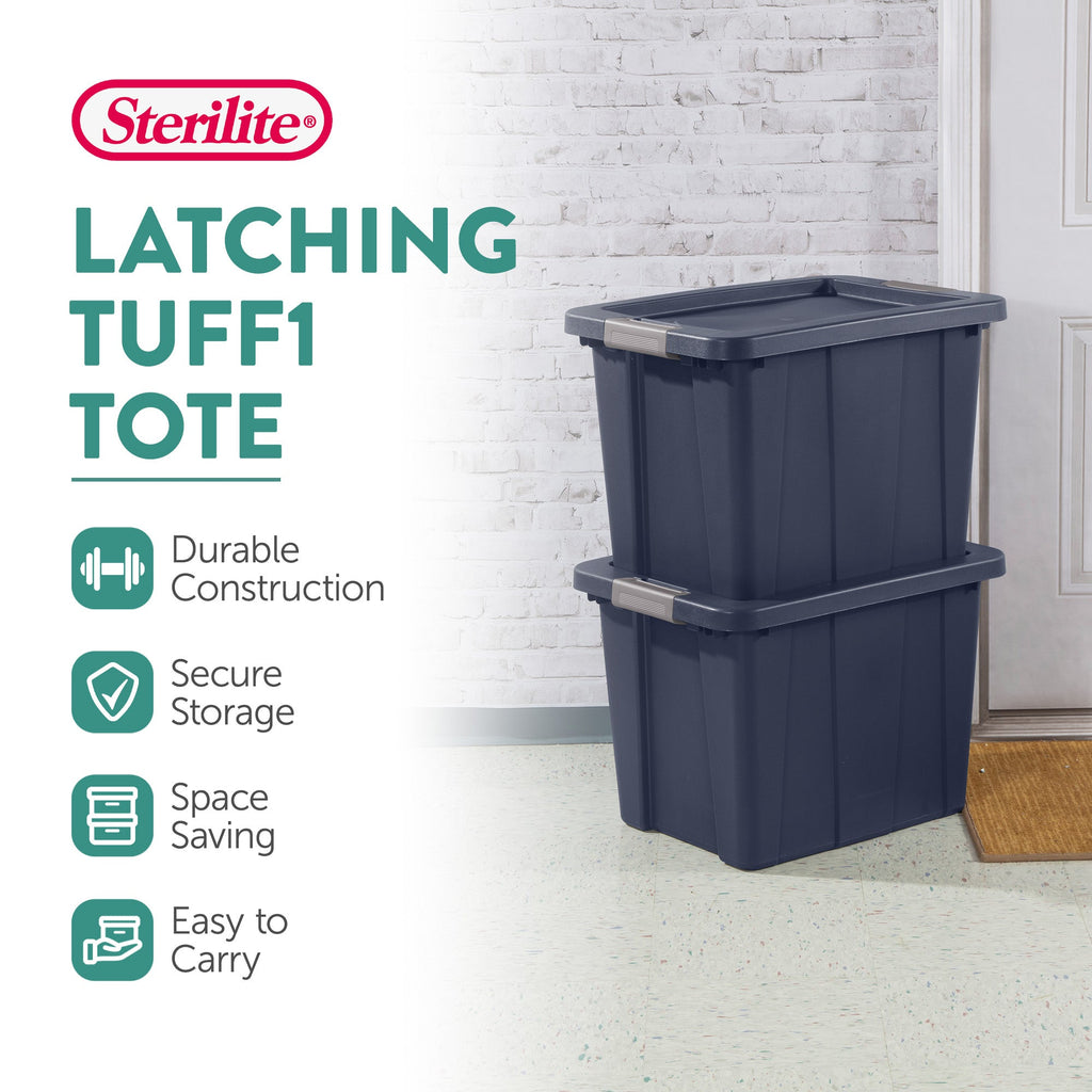 Sterilite 18 Gal Latching Tuff1 Stackable Storage Tote w/ Latching Lid, 12 Pack-Home & Garden | Household Supplies | Storage & Organization | Household Storage Containers-Grease Monkey Garage