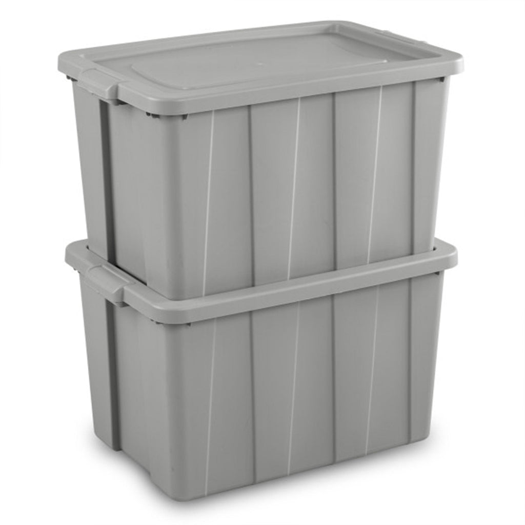 Sterilite 30 Gallon Tuff1 Storage Tote, Stackable Plastic Bin with Lid, 4 Pack-Home & Garden | Household Supplies | Storage & Organization | Household Storage Containers-Grease Monkey Garage