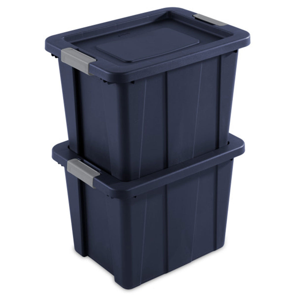 Sterilite Tuff1 18 Gal Plastic Storage Tote Bin w/ Latching Lid, Blue (18 Pack)-Home & Garden | Household Supplies | Storage & Organization | Household Storage Containers-Grease Monkey Garage