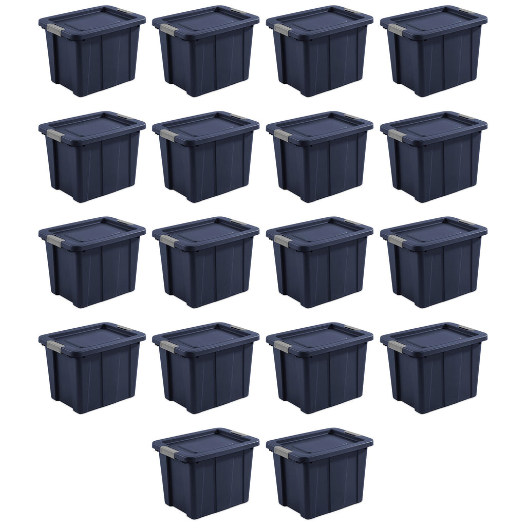 Sterilite Tuff1 18 Gal Plastic Storage Tote Bin w/ Latching Lid, Blue (18 Pack)-Home & Garden | Household Supplies | Storage & Organization | Household Storage Containers-Grease Monkey Garage