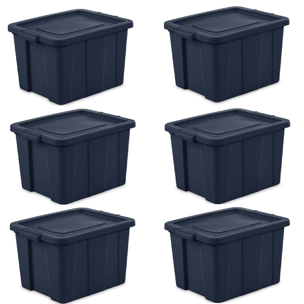 Sterilite Tuff1 18 Gallon Plastic Storage Tote Container Bin w/ Lid (6 Pack)-Home & Garden | Household Supplies | Storage & Organization | Household Storage Containers-Grease Monkey Garage