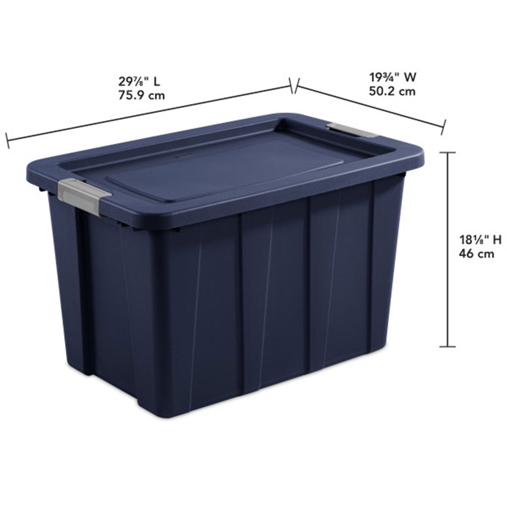 Sterilite Tuff1 30 Gal Plastic Storage Tote Bin w/ Latching Lid, Blue (12 Pack)-Home & Garden | Household Supplies | Storage & Organization | Household Storage Containers-Grease Monkey Garage