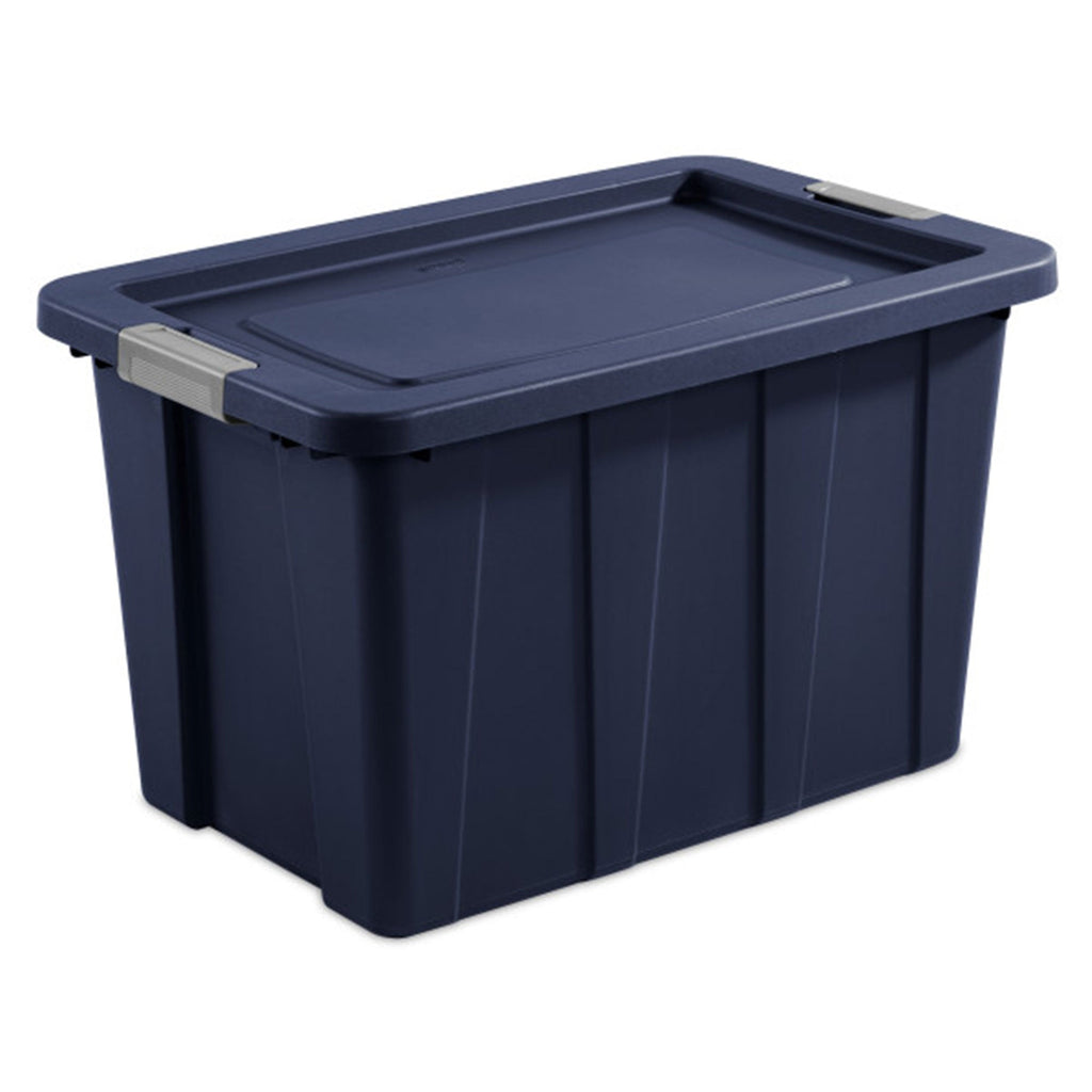 Sterilite Tuff1 30 Gal Plastic Storage Tote Bin w/ Latching Lid, Blue (12 Pack)-Home & Garden | Household Supplies | Storage & Organization | Household Storage Containers-Grease Monkey Garage