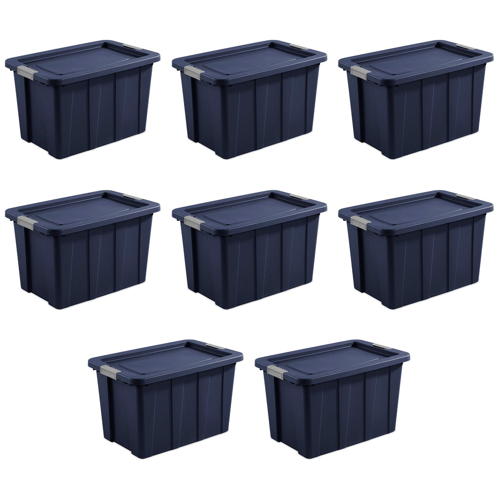 Sterilite Tuff1 30 Gallon Plastic Storage Tote Bin w/Latching Lid, Blue (8 Pack)-*Home&Garden | Household Supplies | Storage & Organization | Household Storage Containers-Grease Monkey Garage