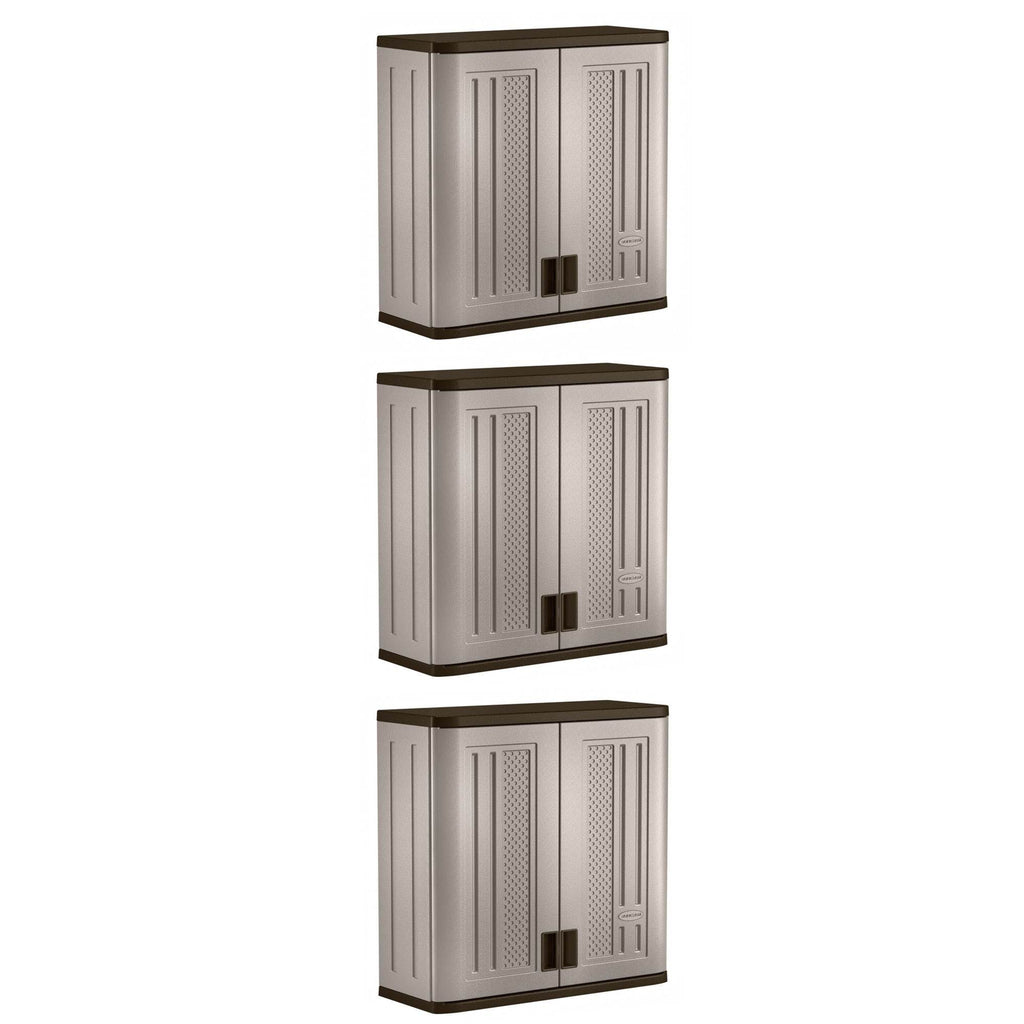 Suncast 4 Ft Resin Single Shelf Garage Wall Storage Cabinet, Platinum (3 Pack)-*Hardware | Hardware Accessories | Tool Storage & Organization | Tool Cabinets & Chests-Grease Monkey Garage