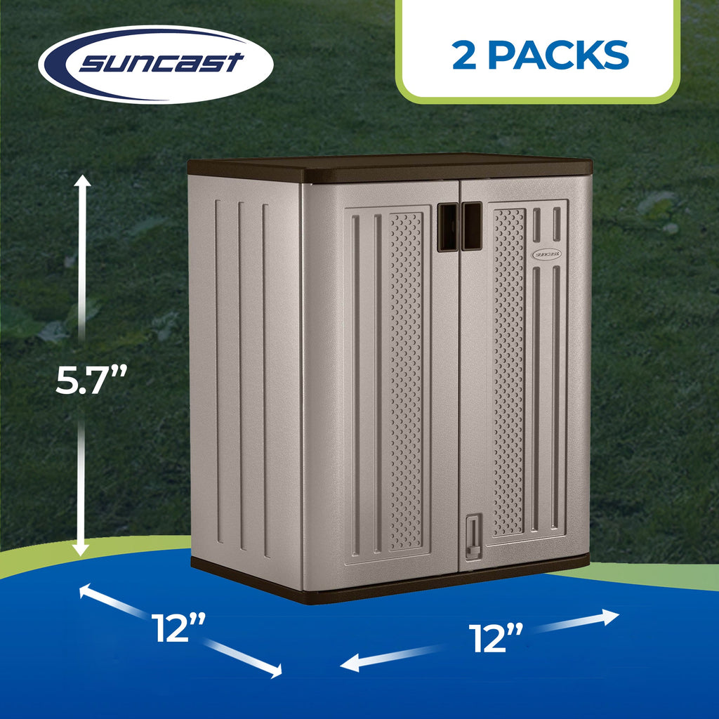 Suncast 9 Cu Ft Heavy Duty Resin Garage Base Storage Cabinet, Platinum (2 Pack)-Home & Garden | Household Supplies | Storage & Organization | Household Storage Containers-Grease Monkey Garage