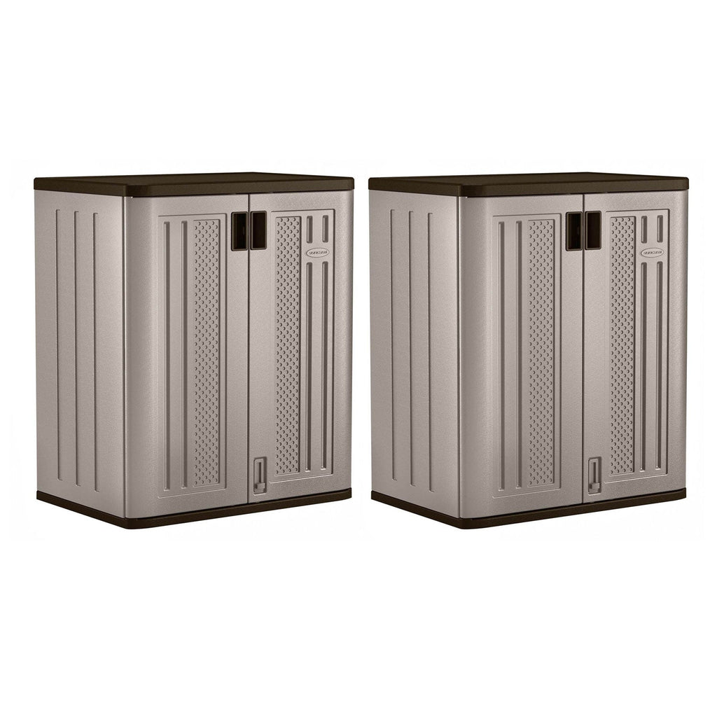 Suncast 9 Cu Ft Heavy Duty Resin Garage Base Storage Cabinet, Platinum (2 Pack)-Home & Garden | Household Supplies | Storage & Organization | Household Storage Containers-Grease Monkey Garage