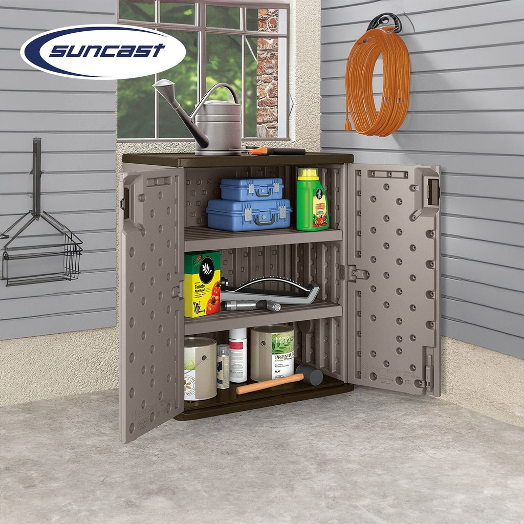 Suncast BMC3600 9 Cu Ft Heavy Duty Resin Garage Base Storage Cabinet, Platinum-*Home&Garden | Household Supplies | Storage & Organization | Household Storage Containers-Grease Monkey Garage