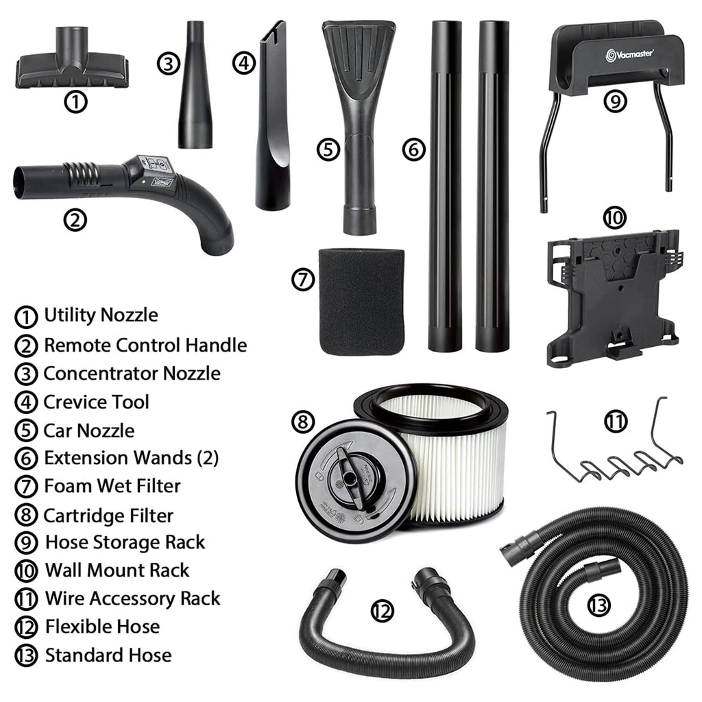 Vacumaster 5 Gal Remote Control Wall Mount Wet/Dry Vacuum Tank for Garage Shops-*Home&Garden | Household Appliances | Vacuums-Grease Monkey Garage