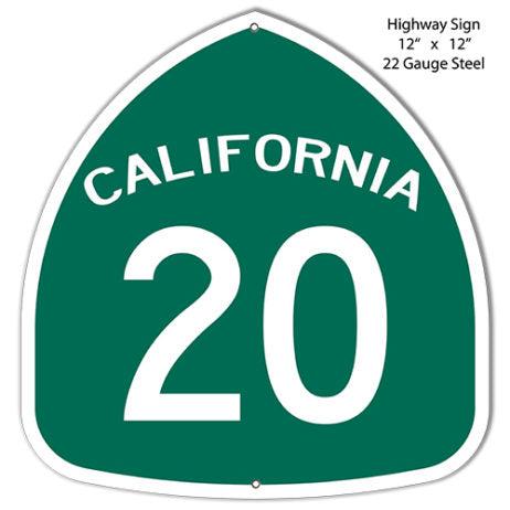 California Highway 20 Laser Cut Metal Sign-Metal Signs-Grease Monkey Garage