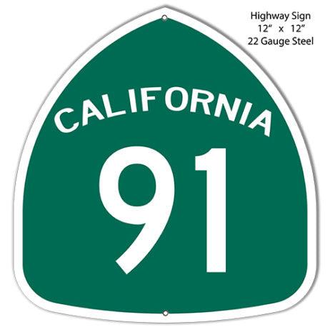 California Highway 91 Laser Cut Metal Sign-Metal Signs-Grease Monkey Garage